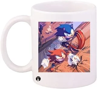 RYN PRINTED Design/Sonic Video Game Mug White Blue Pink Standard Size