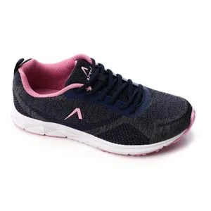 Activ Lace Up Textile Sneakers - Navy Blue, Grey & Pink