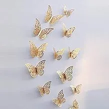 3D Gold Butterfly Wall Stickers 12 Pieces