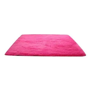 Non-slip Soft Living Room Bedroom Shaggy Area Rug-Rose Red