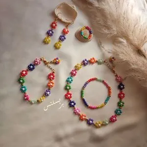 Bracelets 5Pcs Necklace, Earring, Bracelets And Ring Multicolor