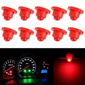 10PCS 2W T4.7 Wedge Instrument Panel LED Light Indicator Lamp Bulb(Red Light)