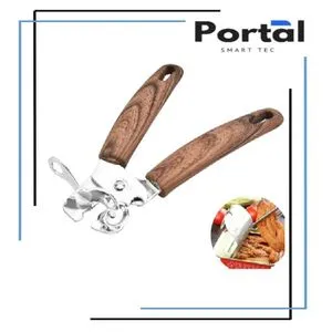 Stainless Steel Can Opener Tin Opener Wood Handle Multifunctional