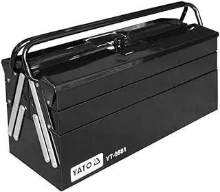 Yato YT-0881 Cantilever Tool Box 495X200X290mm|Powder Coated Box|Scratch Resistant|Rusty & Solvents|5 Foldable inside Trays|Organiser Tool Box|Black satin Painting|Toolkit|Tool Box