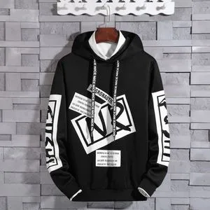 Fashion Mens Hoodies Casual Hip Hop SweatShirts-Black