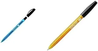 Faber-Castell 1431 Medium 1.0 mm Ball Pen, Blue + Faber Castell 1431 Ballpoint Pen - 1.0 Mm. - Black