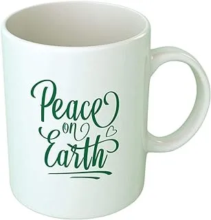 Fast-print Printed Mug Peace On Earth - White & Green