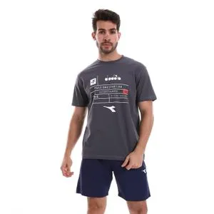 Diadora Men Cotton Printed T-Shirt - Dark Grey