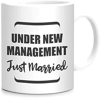 Under New Management Just Married white Mug