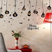 Halloween Wall Sticker Pumpkin chandelier Sticker Shop Window Sticker Bedroom Living Room Wall Sticker Halloween pumpkin lantern TV Background Wall Sticker