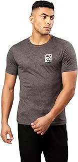 Ravin Mens Heather Dark Grey Printed Casual Slip On Tee Modern