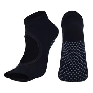 Womens Yoga Socks Non-Slip Grip Cotton Socks Workout Exercise Black