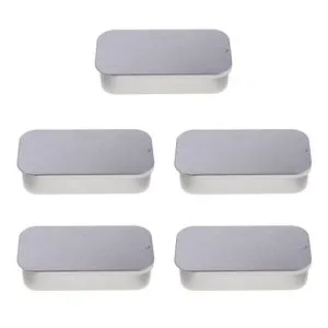 5 Pcs Metal Push-pull Box Tin Square Container Home Storage Case