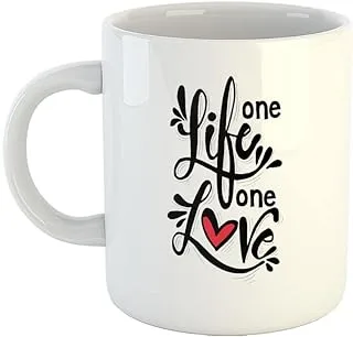 Happu - Printed Ceramic Coffee Mug, Design - One Life One Love,Cute Birthday Gift for Girls, Boys, Bestfriend, Collegues, Relatives, Brother, Sister, Yourself, Parents, Couple, 325 ML, 790-WH