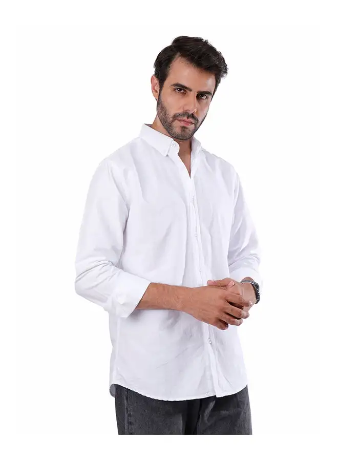 Coup Coup - Solid Oxford Shirt with Long Sleeves