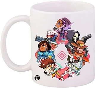 RYN PRINTED/Overwatch/Coffee Mug White Brown Purple 11ounce