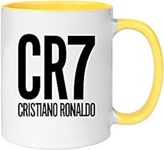 MEC Cristiano Ronaldo Coffee Mug with Yellow Handle 11oz CR7 Tea Cup Gift For Him