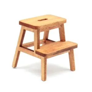 1/12 Dollhouse Miniature Cat Step Stool Wooden Kitten Footstool Double-Layer Sit Chair Holding Stool Wood Color