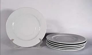 KUTAHYA 6Pcs Dinnerware Set Round Flat Plate, Porcelain 17 cm - Off White