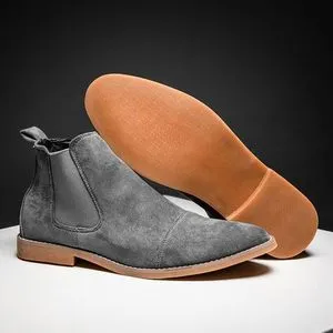 New Leather Boots Men Casual Shoes Male Ankle Boots Martin Boots Grey