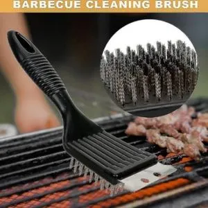 Plastic Handle Stainless Steel Bristle Grill Brush With Scraper