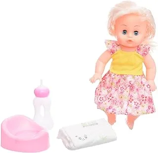 Plastic Pretty Baby Doll With Potty And Pampers Add More Fun For Girls Set Of 4 Pieces - Multi Color