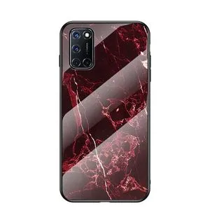 Oppo A52 Case Glass Phone Case Cover - Red