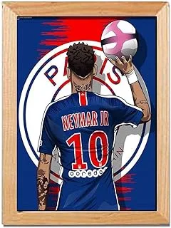 NEYMAR - Wooden Frame with Glass - Printed Poster Tableau wall art BZL-190-24322-WD