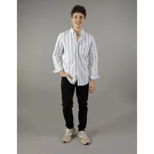 American Eagle AE Striped Slim Fit Oxford Button-Up Shirt