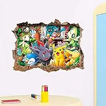 Cartoon Pokemon Go Wall Stickers for Kids Rooms Pikachu Wall Decal Poster Art Window Poster Mural Nursery Room Decor