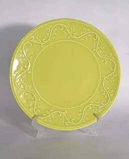 KUTAHYA NATUTRAL CERAMIC Flat Plate, Porcelain 20 cm - Flower Green (IVY77)