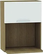 Ditalia CD-275 Moveis Wall Hanging Cabinet with 1 Open Compartment and a Single Door Cabinet, Brown/White, H 78 cm x W 45.3 cm x D 59.8 cm