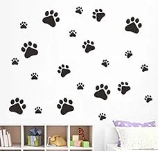 Dog footprints carved hand-painted stickers bedroom living room wall stickers black