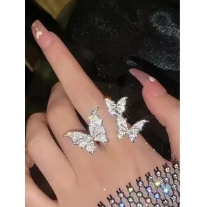 SHEIN 1pc Exaggerated Butterfly Design Adjustable Ring With Sparkly