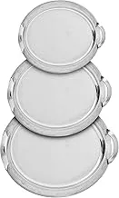 Jazz 3-piece stainless steel tray set, 10/18 oval shape (Diameter 33 cm + Diameter 38 cm + Diameter 43 cm) Silver”