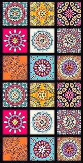 18 Colorful Mandala Motif 19 * 19cm Square Vinyl Decal Scratch Resistant Cleaning Mat for 5 Years