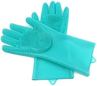 Kitchen cleaning non-slip heat resistant silicone gloves (mint green)