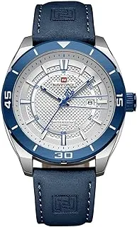 Original NF 9209-S-W-BE Naviforce Wrist Watch For Men For Dream NF 9209 With White Dial Leather Belt with Blue Color