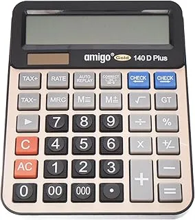 Amigo Gold 140D Plus High Quality Electronic Calculator Two Power And 14 Digits 112 Steps Check With Plastic Keys For Office And School - Multi color