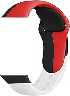 Silicone Strap for Apple Watch Band 40mm /38mm (Black-White-Red)