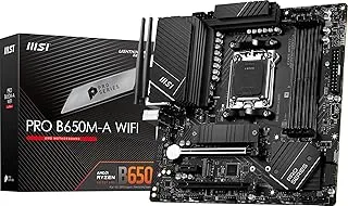 MSI PRO B650M-A WiFi ProSeries Motherboard (AMD AM5, mATX, DDR5, PCIe 4.0, M.2, SATA 6Gb/s, USB 3.2 Gen 2, HDMI/DP, Wi-Fi 6E, AMD Ryzen 7000 Series Desktop Processors)