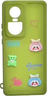 Sweets High Quality Silicone Back Cover With 3D Shapes For Robust Protection Against Drops Impacts For Oppo Reno 10 - Green