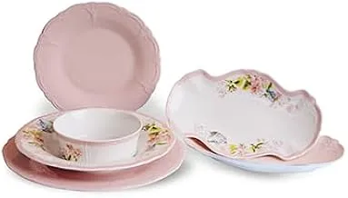 Lotus 1000270 Baroness Porcelain Dinner Set 26-Pieces, White/Orange