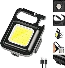 COB Small Flashlights, 800Lumens Bright Rechargeable Keychain Mini Flashlight 3 Light Modes Portable Pocket Light with Folding Bracket Bottle Opener and Magnet Base for Fishing, Walking and Camping