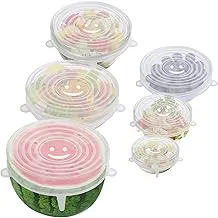 6Pcs/ Set Reusable Universal Silicone Saran Wrap Cover Lids Food Bowl Pot Stretch Kitchen Vacuum Seal Bowls