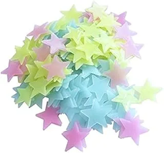 100pcs 3D Star Glow In The Dark Luminous Ceiling Wall Stickers Kids Baby Bedroom - 2724626835355