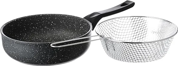 Saflon Sotiz Granite Browning Wok, 24 cm Size, Grey