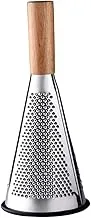 Cone Shaped Wooden Handle Stainless Steel Grater, 3 Sides