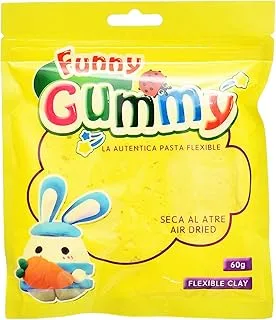 طين مرن ناعم من Funny Gummy 9001 للعب قابل للتشكيل 60 جم ​​في كيس قابل للإغلاق - أصفر