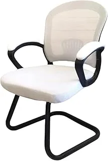 Executive Swivel High Chair with Adjustable Headrest Mesh Back and Strong Metal Star - Dream Desk (Waiting Chair, White)